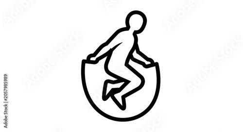 Canvas Print Silhouette of a person jumping rope for exercise.
