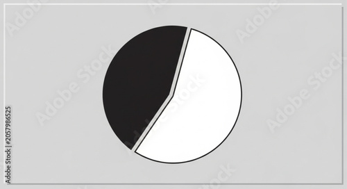 Tableau sur toile Simple black and white pie chart graphic representing data.