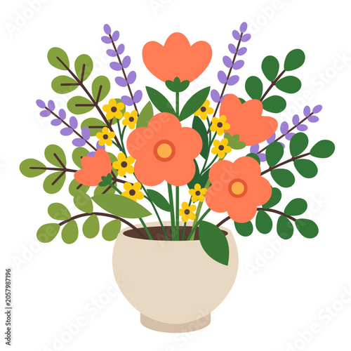 Colorful Flowers in a Vase Arranged With Greenery for a Simple Indoor Decoration