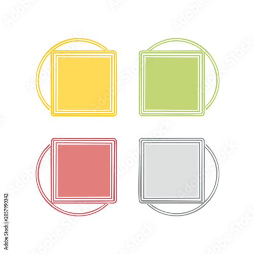 Flat Design Geometric Squares with Overlapping Circles