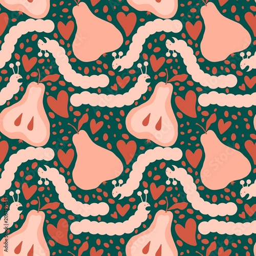 Summer fruit seamless pears pattern for wrapping paper and fabrics and kids and party accessories