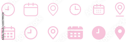Obraz na płótnie Recurring clock icon set featuring circular arrow symbols in minimalist outline