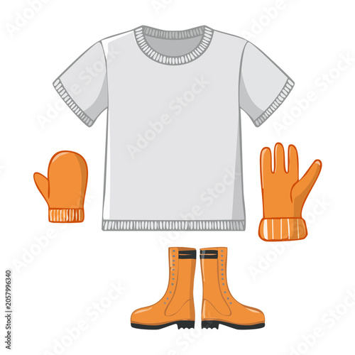 Flat design winter clothing set illustration