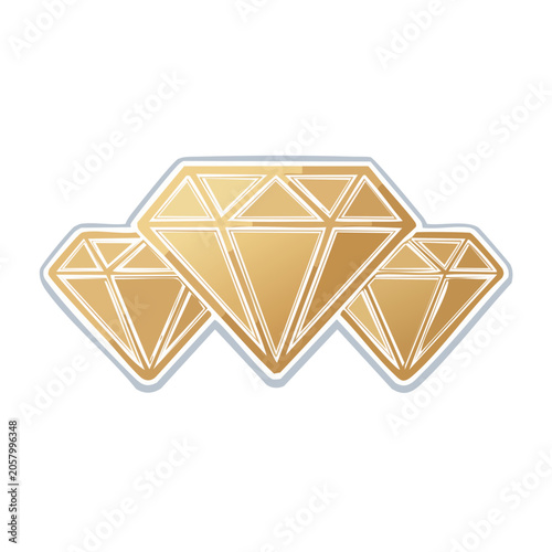Gold Diamond Icon Set on Transparent Background