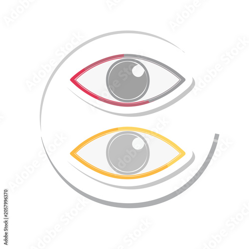 Minimalist eye icon set with red and yellow accents
