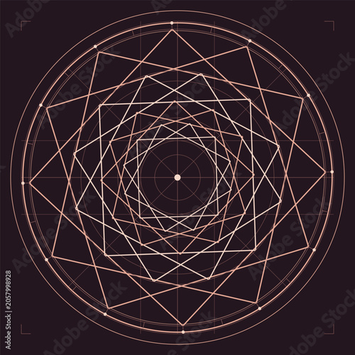 Golden starburst golden ratio sacred geometry decorative in rose gold