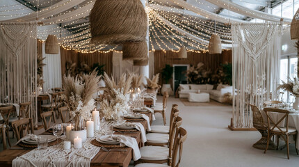 Boho Wedding Venue Decor Fairy Lights Dreamy Interior