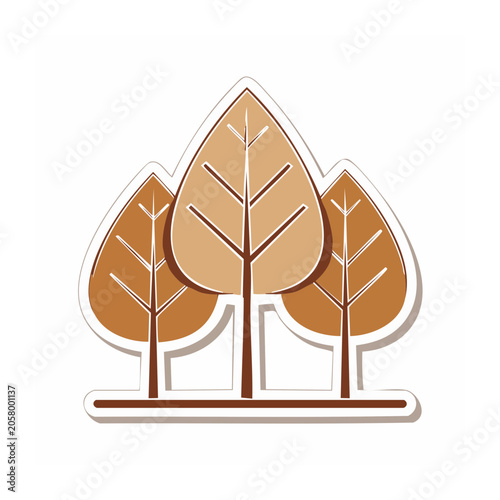 Flat Design Autumn Trees Icon Set