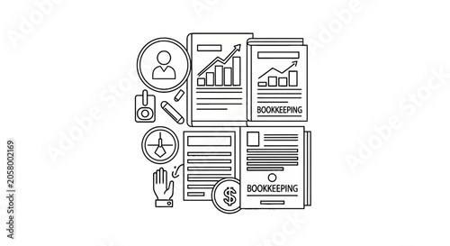 Business Marketing Financial Graphs Icons.