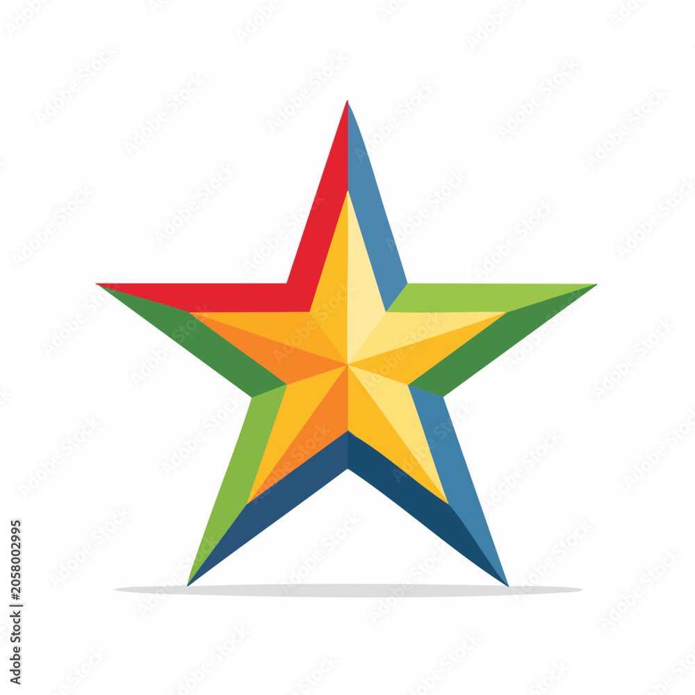 Obraz premium Flat design star with rays in bright colors