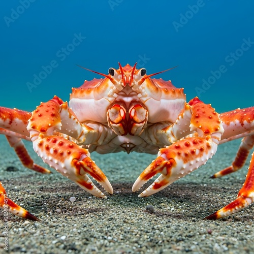 Colorful starfish and seashells scattered on sandy beach with turquoise water background, beach scene