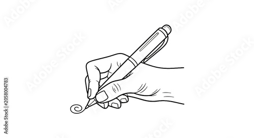 Hand holding a writing pen tightly.