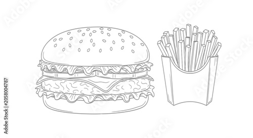 Hamburger and French Fries Meal.