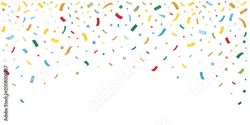Konstfotografi Colorful confetti falling against a white background during a celebration for a