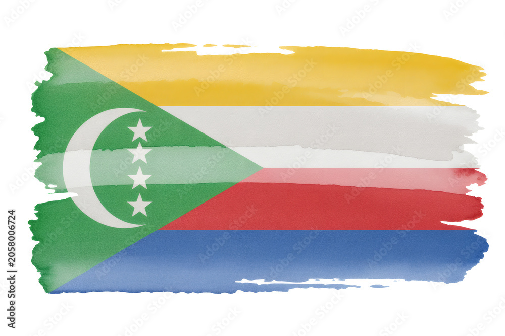 Fototapeta premium Patriotic Comoros flag art with brush stroke textures for celebrating national pride and independence day events design needs