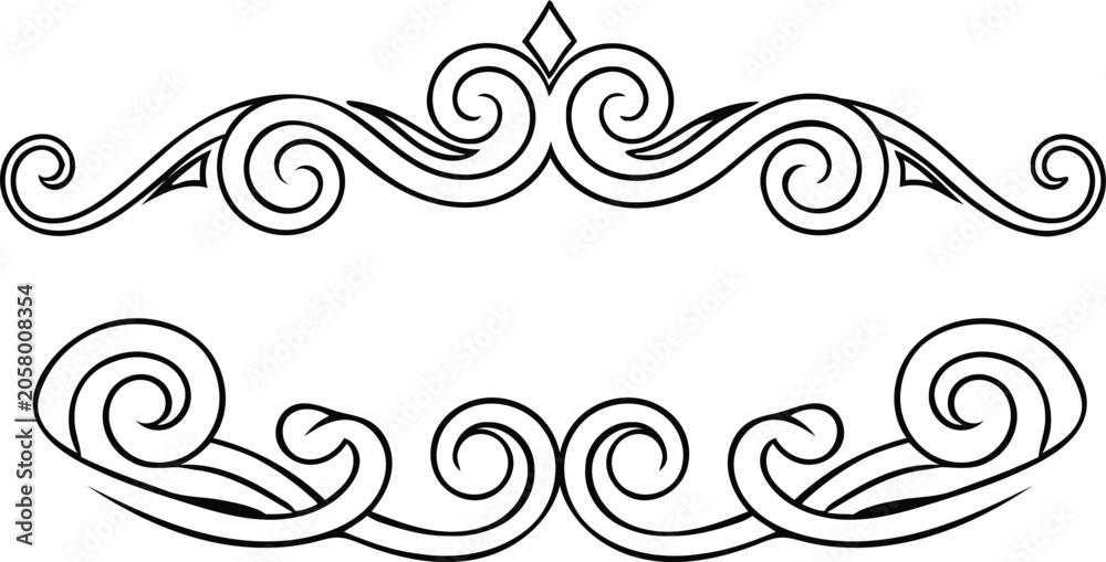 Fototapeta premium Elegant swirling border designs for decorative frames and illustrations
