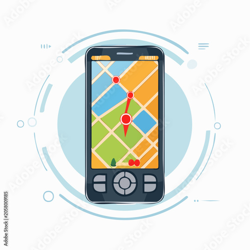 Smartphone with GPS Navigation Map