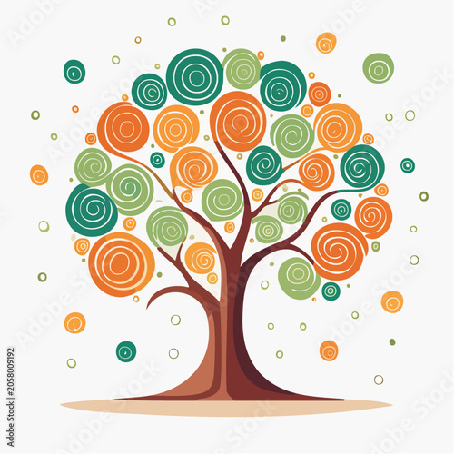Stylized Tree with Swirling Leaves