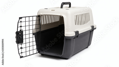 Open Pet Carrier Isolated On White Background