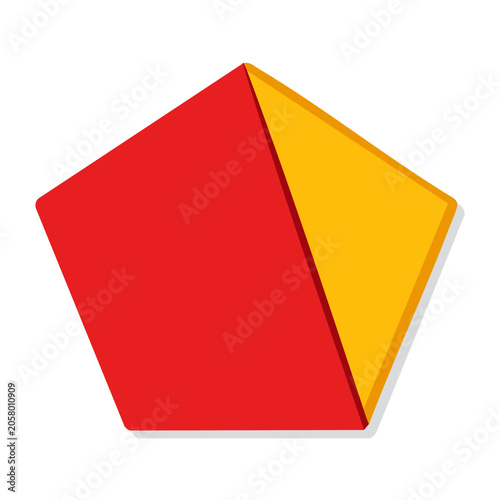 Minimalist red and yellow paper cone 3D render