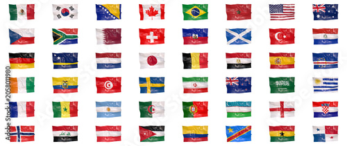 FIFA World Cup 2026 All 48 Teams National Flags Mega Set, Complete Groups Stage 3D Waving Fabric Texture Illustration Pack