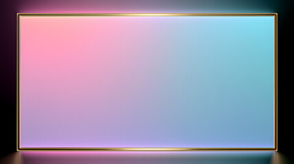 Elegant Gold Bordered Frame with Gradient Neon Colors - Clean and Modern Design Element for Display