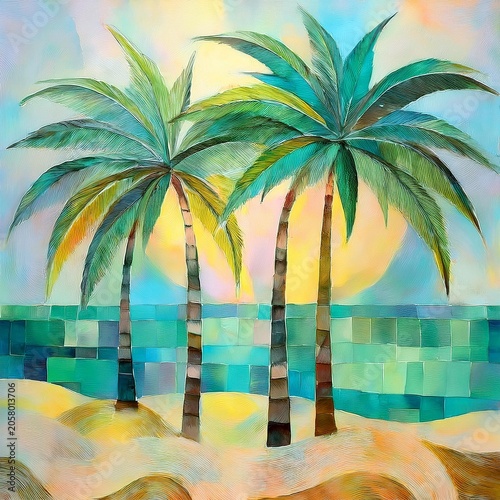 summer background with palms