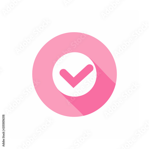 Pink circle with white checkmark icon