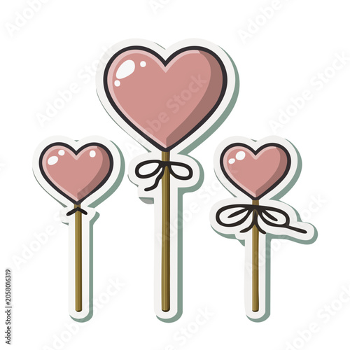 Pink Heart Lollipops Illustration
