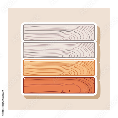 Stacked Wooden Planks with Grain Texture Illustration