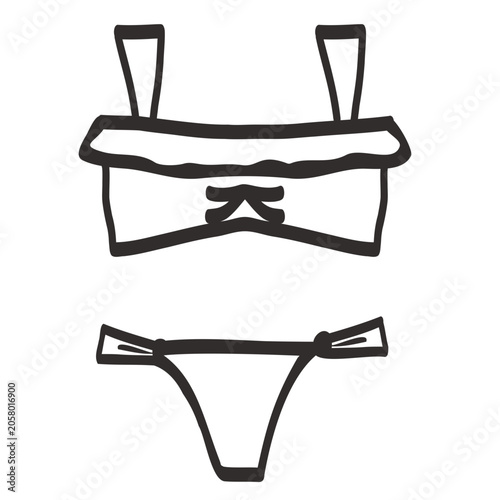 bikini icon hand drawn doodle illustration 