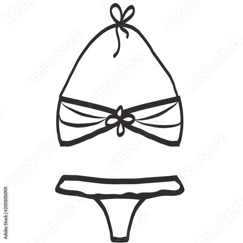 bikini icon hand drawn doodle illustration 