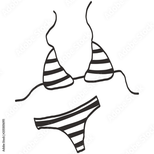 bikini icon hand drawn doodle illustration 