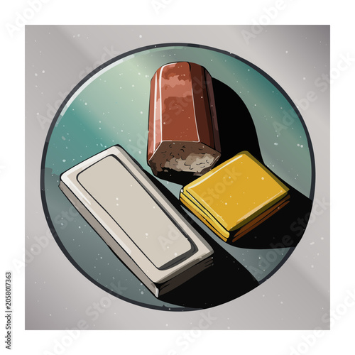 Flat Design Illustration of Cheese, Butter, and Meat Loaf