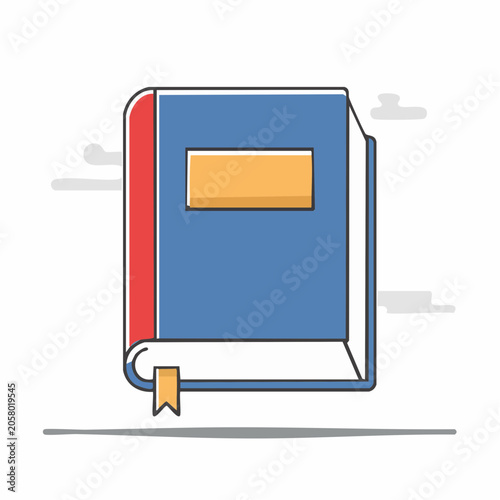 Flat design illustration of a closed book with a bookmark