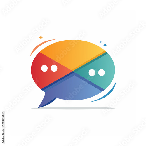 Flat design pie chart with five colored slices