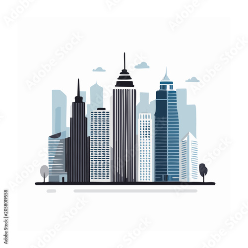 Flat design skyscrapers cityscape vector