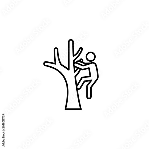 Climbing Tree Icon Minimalist Monoline Illustration Outdoor Adventure