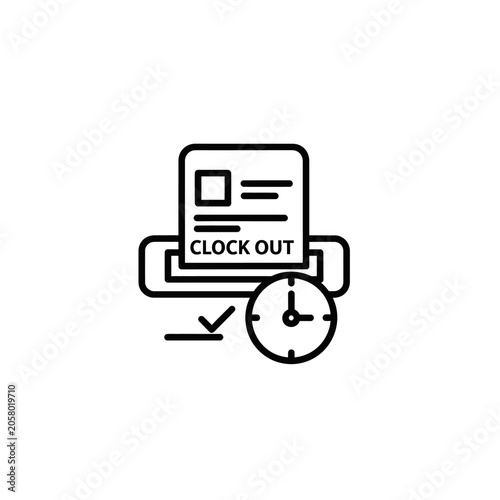 Clocking Out Icon Minimalist Monoline Vector Art Representing Time Tracking