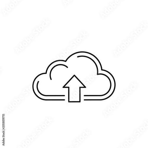 Cloud Upload Icon Minimalist Outline Cloud with Arrow Symbol Data Storage Concept