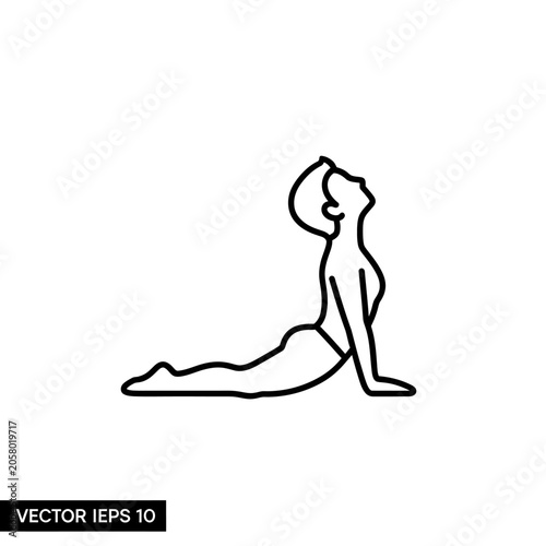 Yoga Cobra Pose Icon Minimalist Monoline Vector Art for Wellness Concept