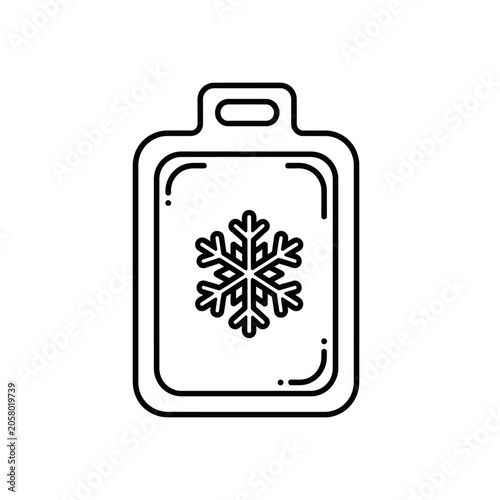 Cold Compress Gel Icon with Snowflake Monoline Vector Illustration