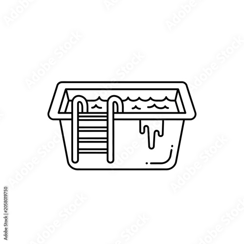Cold Plunge Tub Icon in Minimalist Monoline Style for Wellness and Relaxation