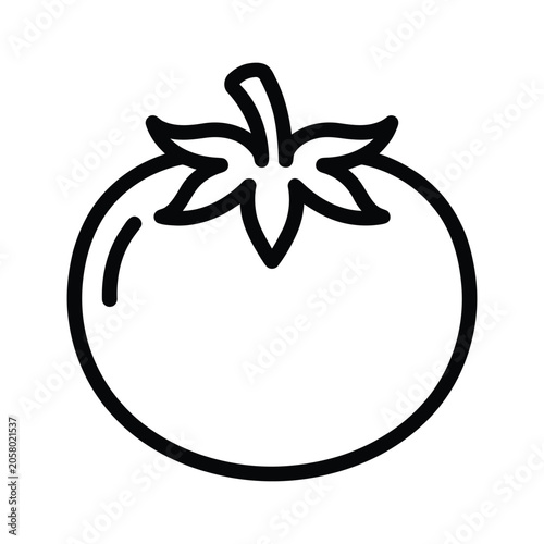 Fresh red tomato vegetable simple outline icon with vegetable nutrition ingredient vegetarian