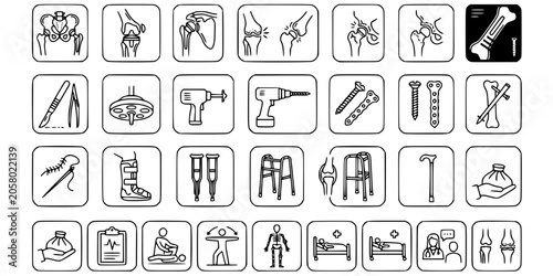 Joint replacement surgery thin line icon . Editable stroke . Vector .
