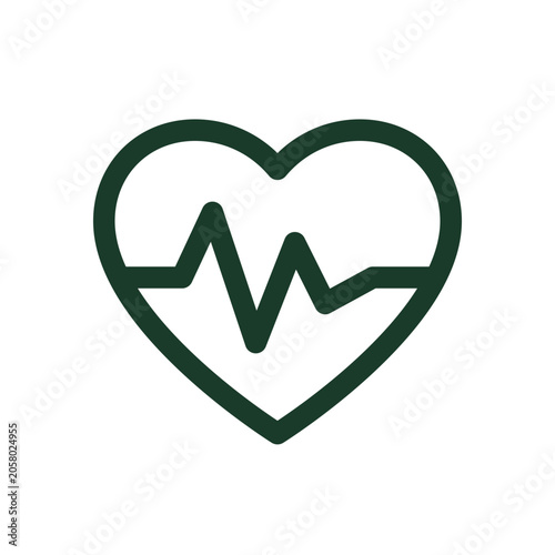 Heart rate health icon — cardiac pulse monitor outline vector