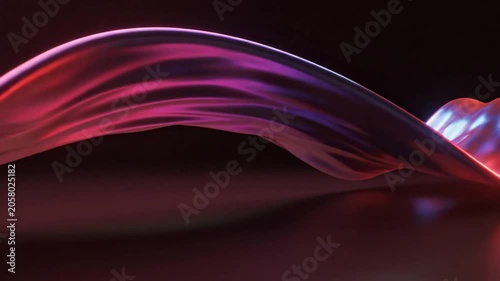 Abstract flowing red silk fabric on black background