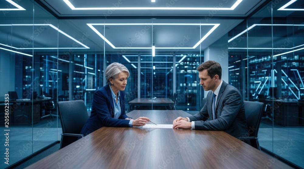 Fototapeta premium Business Professionals Discussing Documents In A Modern Boardroom Meeting