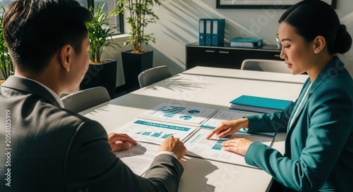 Business Professionals Reviewing Coverage Plans During Office Meeting