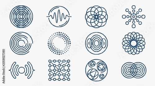 Bilde på lerret Geometric Abstract Wave and Sound Pattern Designs.